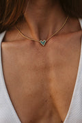 Collar Corazón Alegría Dorado y Turquesa